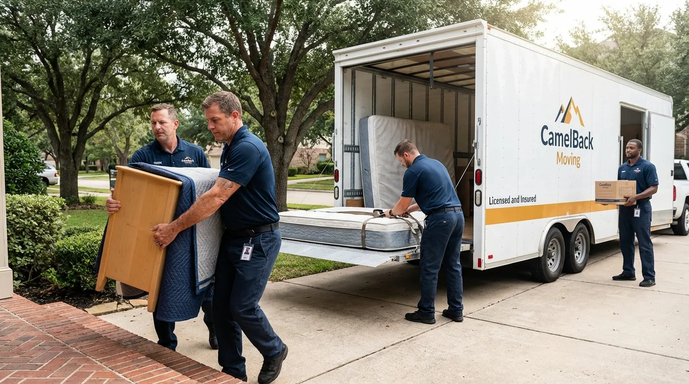 Crew loading residential truck for cross-state move from Metropolis, IL