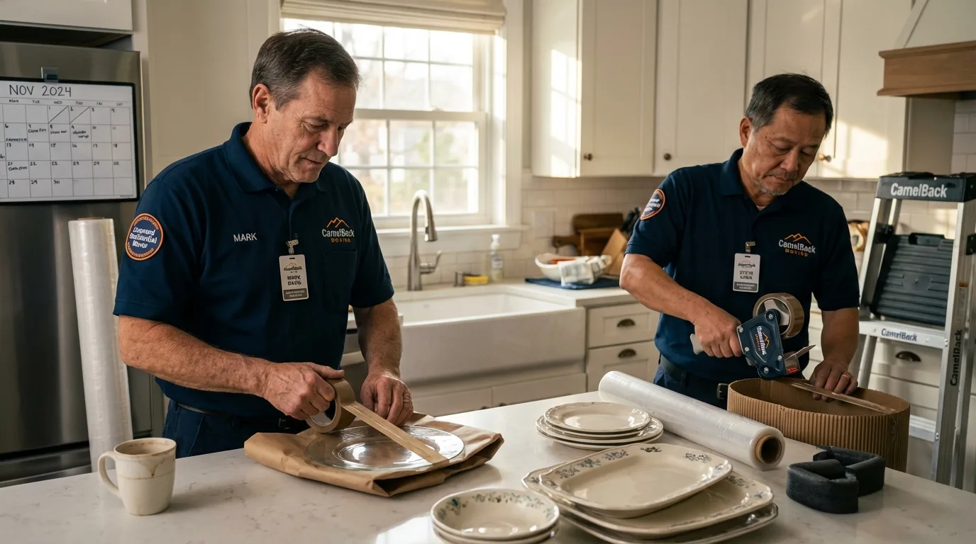 Professional crew packing kitchen dishware in Metropolis, IL